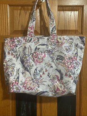 Vera Bradley Hummingbird Park Floral Print Tote Bag.